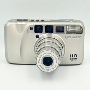 Vintage Minolta 110 Zoom 35mm Film Camera Point & Shoot Silver TESTED Working